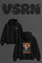 Zeus Lifting Design Back Printed Oversize Black Hooded Sweatshirt