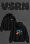Ates Dragon Design Back Printed Oversize Black Hooded Sweatshirt