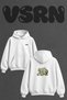 Malikane Bahce Car Design Back Printed Oversize White Hooded Sweatshirt