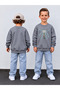 Boy's Crew Neck Sweatshirt Printed 3 Yarn Threaded Winter Comfortable Fit Cotton Sweatshirt