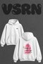 Pagoda Sakura Design Back Printed Oversize White Hooded Sweatshirt