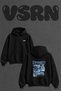 Dream Big Butterfly Design Back Print Oversize Black Hooded Sweatshirt