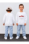 Boy's Crew Neck Sweatshirt Printed 3 Yarn Threaded Winter Comfortable Fit Cotton Sweatshirt