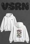Occult Gothic Design Back Printed Oversize White Hooded Sweatshirt