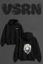 White Tiger Design Back Printed Oversize Black Hooded Sweatshirt