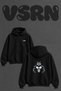 Werewolf Design Back Printed Oversize Black Hooded Sweatshirt
