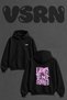Punk Mask Design Back Printed Oversize Black Hooded Sweatshirt