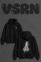 Tiger Claw Design Back Print Oversize Black Hooded Sweatshirt