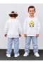 Boy's Crew Neck Sweatshirt Printed 3 Yarn Threaded Winter Comfortable Fit Cotton Sweatshirt