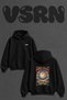 Ay Gunes Cicek Design Back Printed Oversize Black Hooded Sweatshirt