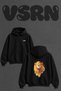King Lion_1 Design Back Printed Oversize Black Hooded Sweatshirt