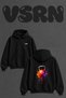 Kettlebell Galaxy Design Back Printed Oversize Black Hooded Sweatshirt