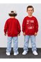 Boy's Crew Neck Sweatshirt Printed 3 Yarn Threaded Winter Comfortable Fit Cotton Sweatshirt