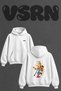 Jazz Instrument Design Back Printed Oversize White Hooded Sweatshirt