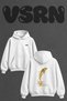 Altin Yunus Design Back Printed Oversize White Hooded Sweatshirt