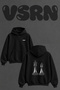 King Queen Design Back Printed Oversize Black Hooded Sweatshirt