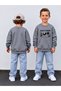 Boy's Crew Neck Sweatshirt Printed 3 Yarn Threaded Winter Comfortable Fit Cotton Sweatshirt