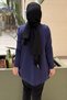 Stripe Patterned Mercerized Combination Zipper Detailed Cupra Tunic - 4