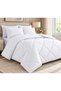 King Comforter Set 3 Pieces | Soft Microfiber Fabric with Polyester Filling | Striped Design | 220 x 240 cm Comforter with 2 Pillow Covers 50 x 75 cm | White