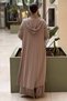 Removable Hooded Front Zipper Long Cap Pants Set - 4