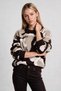 Patterned Glitter Oversize Knitwear Sweater Lyy0154 Brown Beige - 2