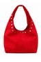 Senza Suede Staple Detailed Shoulder Bag Red