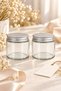 2 Pieces 100 ml Transparent Glass Jars with Silver Metal Lids - Storage for Candles, Creams, and Cotton - 5