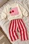 Baby Girl Set Cherry Printed Top and Striped Pants 2-Piece Set Seasonal 6 9 12 18 24 Months - 6