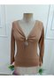 Women's Long Sleeve Open Collar Viscose Blouse with Buckle Detail - 4