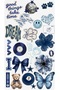 Aesthetic and Coquette Themed Decorative Sticker Set in Blue Tones (22X30 cm) - Ribbon, Butterfly, and Laptop Decal