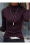 Women's long sleeve ribbed modal turtleneck top - 2