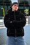 Men's Thick Hooded Winter Black Coat with Pockets - 5