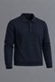 Men's Polo Collar Buttoned Casual Knitwear Navy Blue Sweater