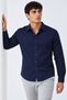 Men's Classic Collar Long Sleeve Buttoned Navy Blue Shirt - 5