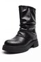 Women's patent leather crinkled black boots pers - 6