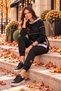 New Season Women's Hooded Skirt with Embroidered Detail at the Hem, Reverse Stitching Look, Two-Piece Set - 2