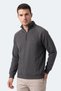 Mavon I Men's Stand Collar Zippered Anthracite Sweatshirt