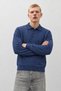 Men's Polo Collar Buttoned Long Sleeve Blue Sweater - 5