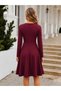 Women's long sleeve crew neck cropped crepe dress - imported - 3