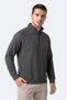 Mavon I Men's Stand Collar Zippered Anthracite Sweatshirt - 5