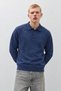 Men's Polo Collar Buttoned Long Sleeve Blue Sweater - 2