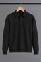 Men's Polo Collar Buttoned Casual Knitwear Black Sweater - 6