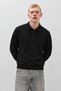 Men's Polo Collar Buttoned Long Sleeve Black Sweater - 2