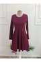 Women's long sleeve crew neck cropped crepe dress - imported - 4