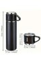 Thermos set 3-piece cup set heat resistant black stainless steel vacuum - 4