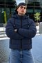 Men's Thick Hooded Winter Navy Blue Coat with Pockets - 5