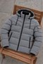 Men's Sport Cut Hooded Puffer Grey Coat - 5