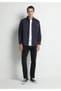 Oversize Shirt Neck Plain Men's Navy Blue Long Sleeve Shirt - 3
