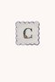Letter Embroidered Purple Flower Motif Embroidered Cocktail Napkin (Letter C) 1 Piece