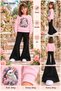 Winter, Spring, and Autumn Girls' Black Spanish Flared Bottoms and Pink Sweat Top - 2
